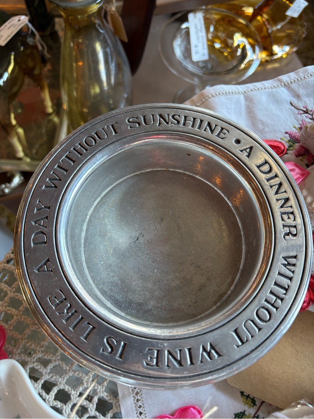 Vintage pewter trinket/wine holder